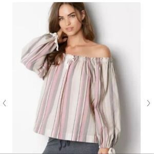 Nwot Victoria Secret boho off the shoulder striped top oversized fit XS